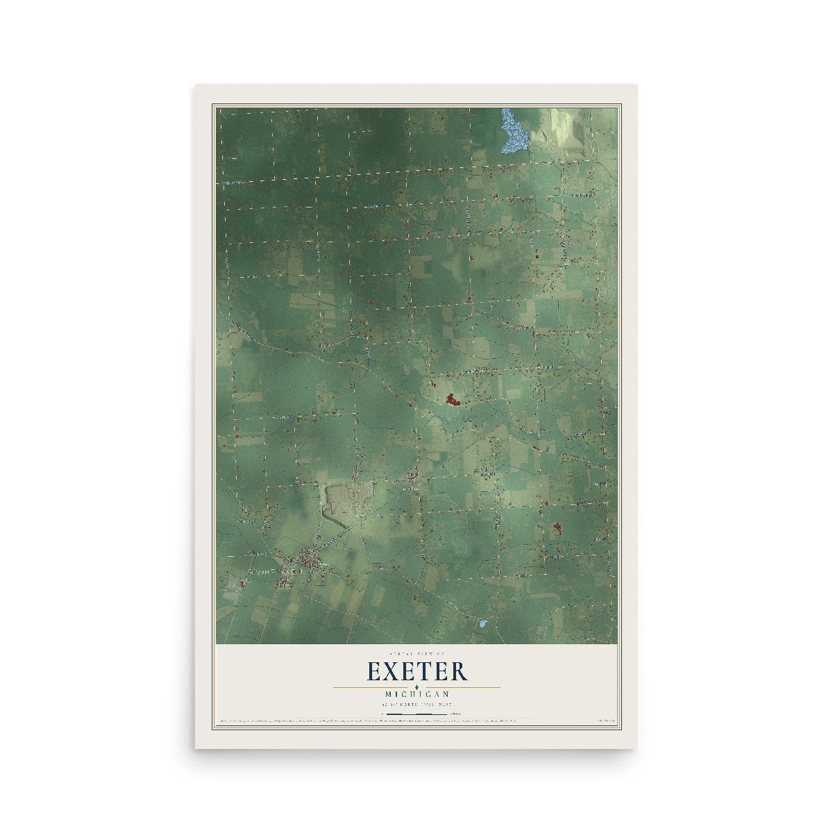 Map of Exeter, Michigan, 12 x 18 inch unframed archival matte print