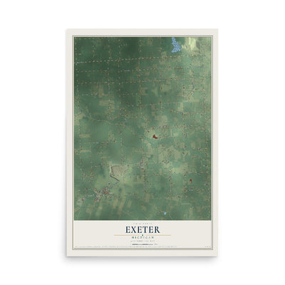 Map of Exeter, Michigan, 12 x 18 inch unframed archival matte print