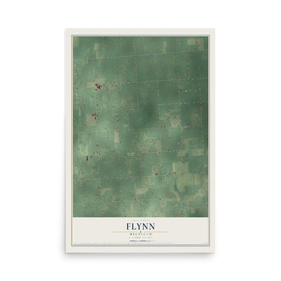 Map of Flynn, Michigan, 12 x 18 inch unframed archival matte print