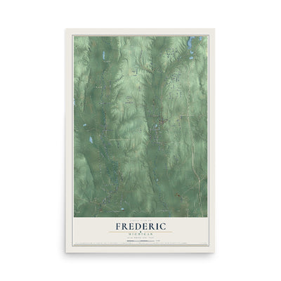 Map of Frederic, Michigan, 12 x 18 inch unframed archival matte print