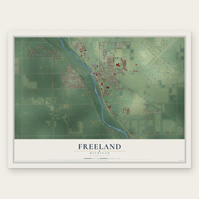 Freeland, Michigan map print, the full design