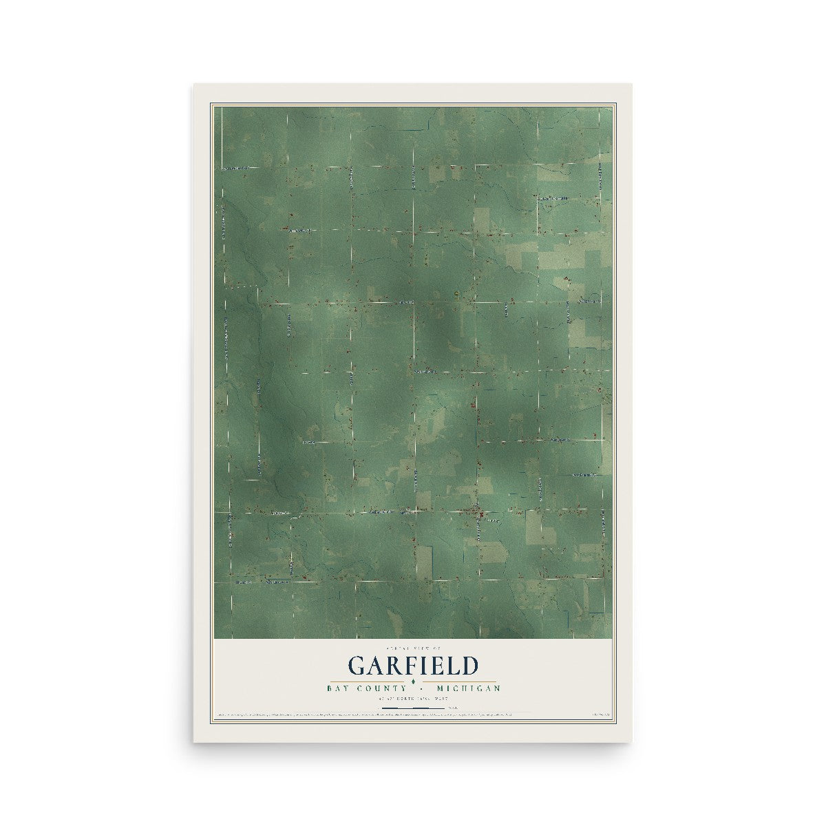 Map of Garfield, Bay County, Michigan, 12 x 18 inch unframed archival matte print