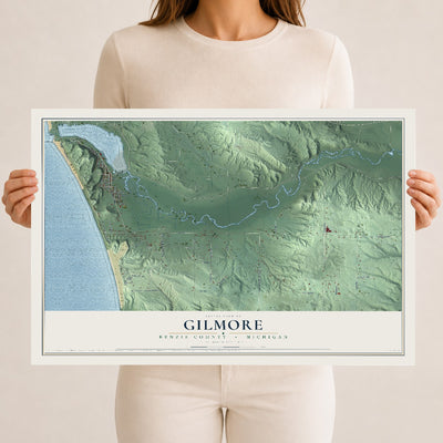 Map of Gilmore, Benzie County, Michigan, 12 x 18 inch unframed archival matte print