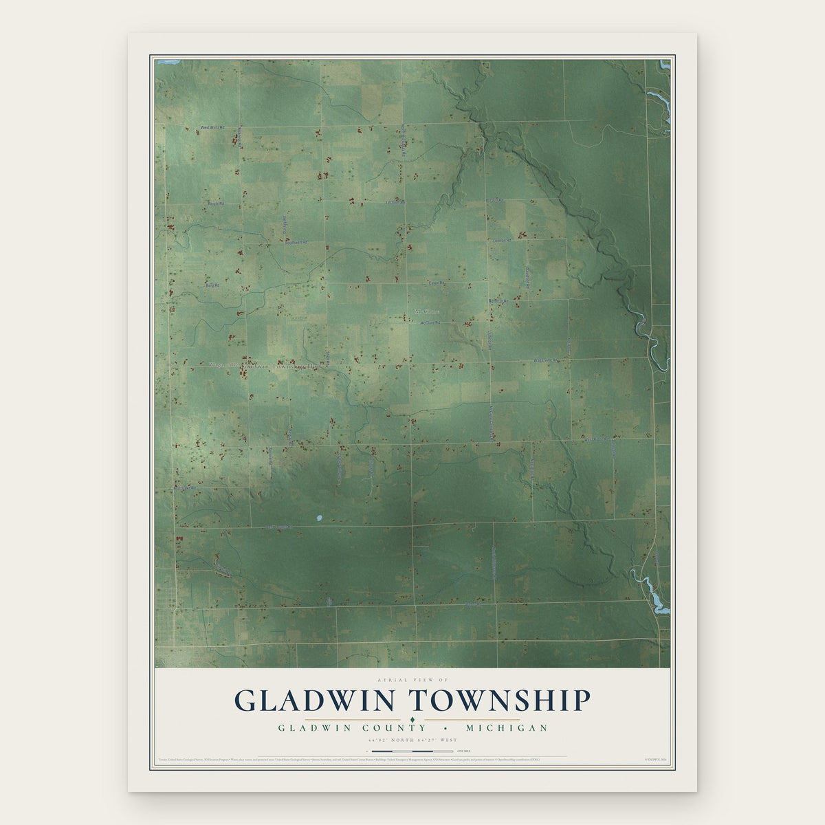 Gladwin Township, Michigan map print, the full design