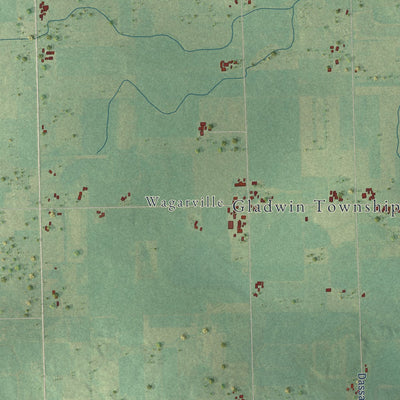 Close-up of the map of Gladwin Township, Michigan print showing street and building detail