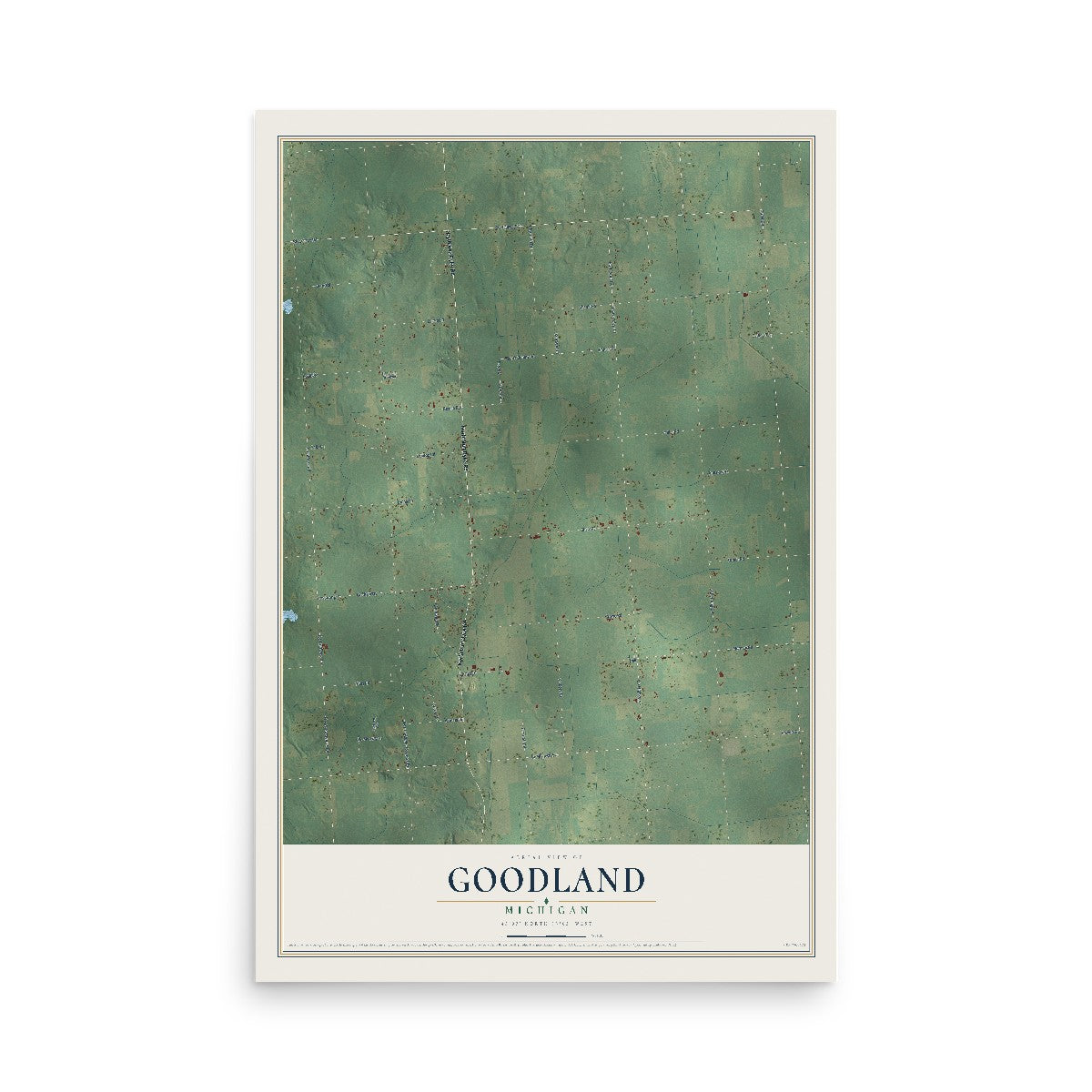 Map of Goodland, Michigan, 12 x 18 inch unframed archival matte print