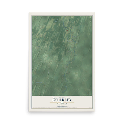 Map of Gourley, Michigan, 12 x 18 inch unframed archival matte print