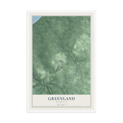 Map of Greenland, Michigan, 12 x 18 inch print in a white wood frame
