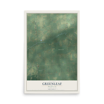 Map of Greenleaf, Michigan, 12 x 18 inch unframed archival matte print