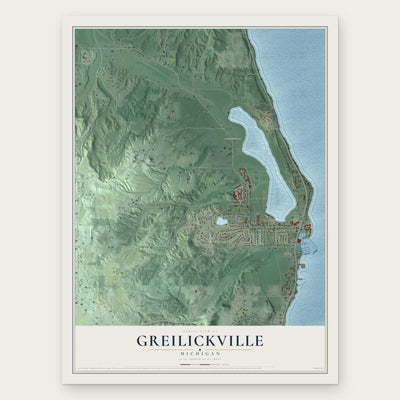 Greilickville, Michigan map print, the full design