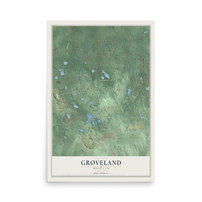 Map of Groveland, Michigan, 12 x 18 inch unframed archival matte print