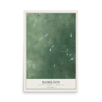 Map of Hamilton, Gratiot County, Michigan, 12 x 18 inch unframed archival matte print