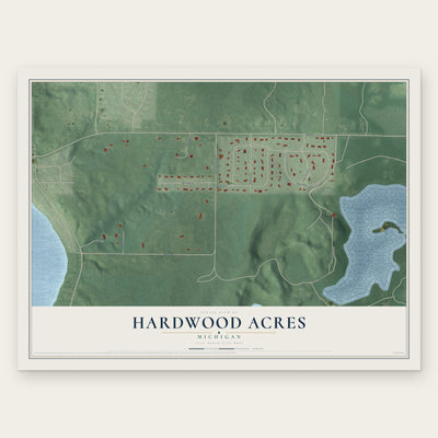 Hardwood Acres, Michigan map print, the full design