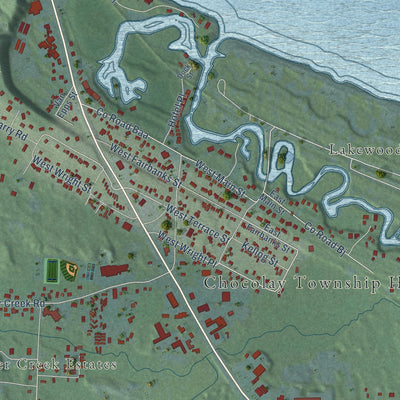 Close-up of the map of Harvey, Michigan print showing street and building detail