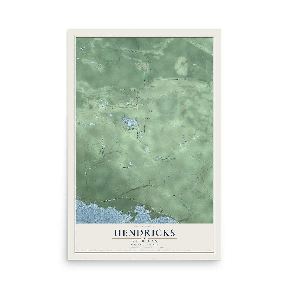 Map of Hendricks, Michigan, 12 x 18 inch unframed archival matte print