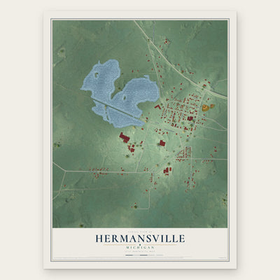 Hermansville, Michigan map print, the full design