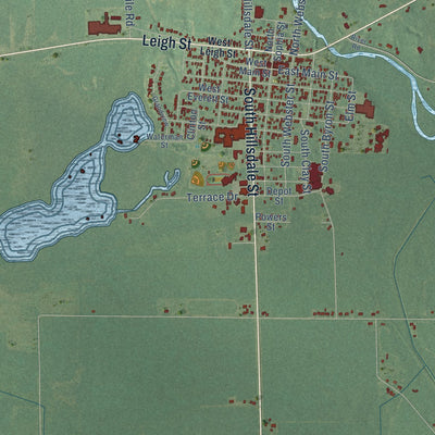 Close-up of the map of Homer Township, Calhoun County, Michigan print showing street and building detail