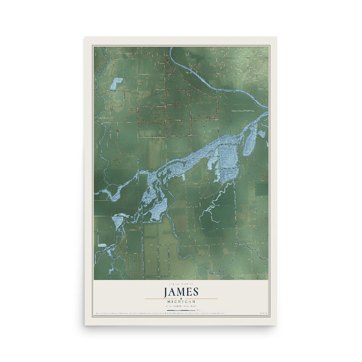 Map of James, Michigan, 12 x 18 inch unframed archival matte print