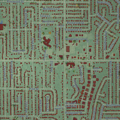 Close-up of the map of Jenison, Michigan print showing street and building detail