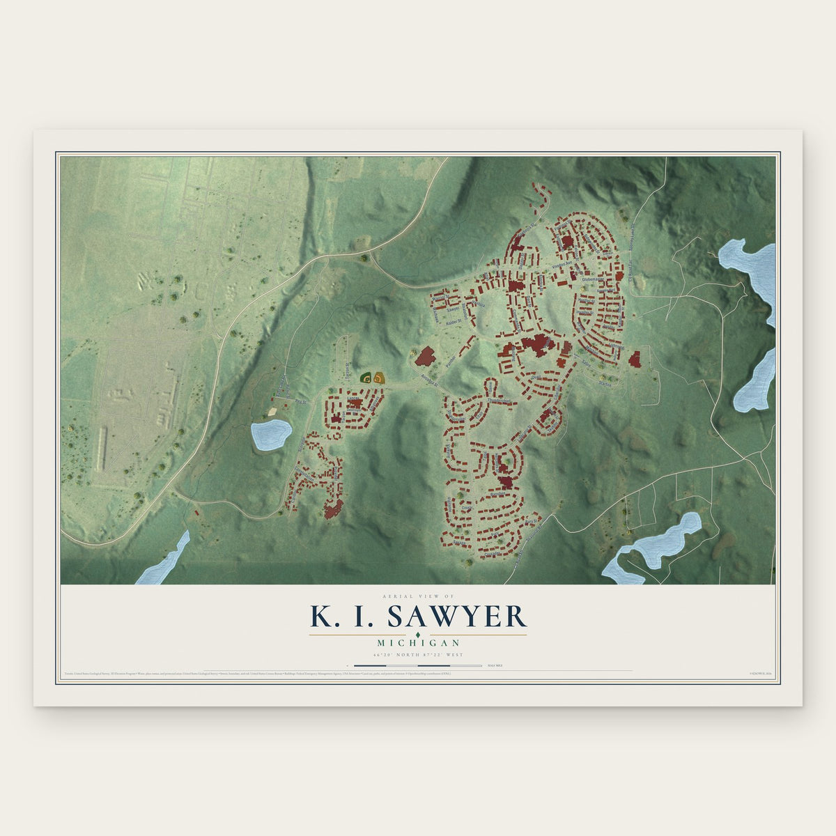 K. I. Sawyer, Michigan map print, the full design