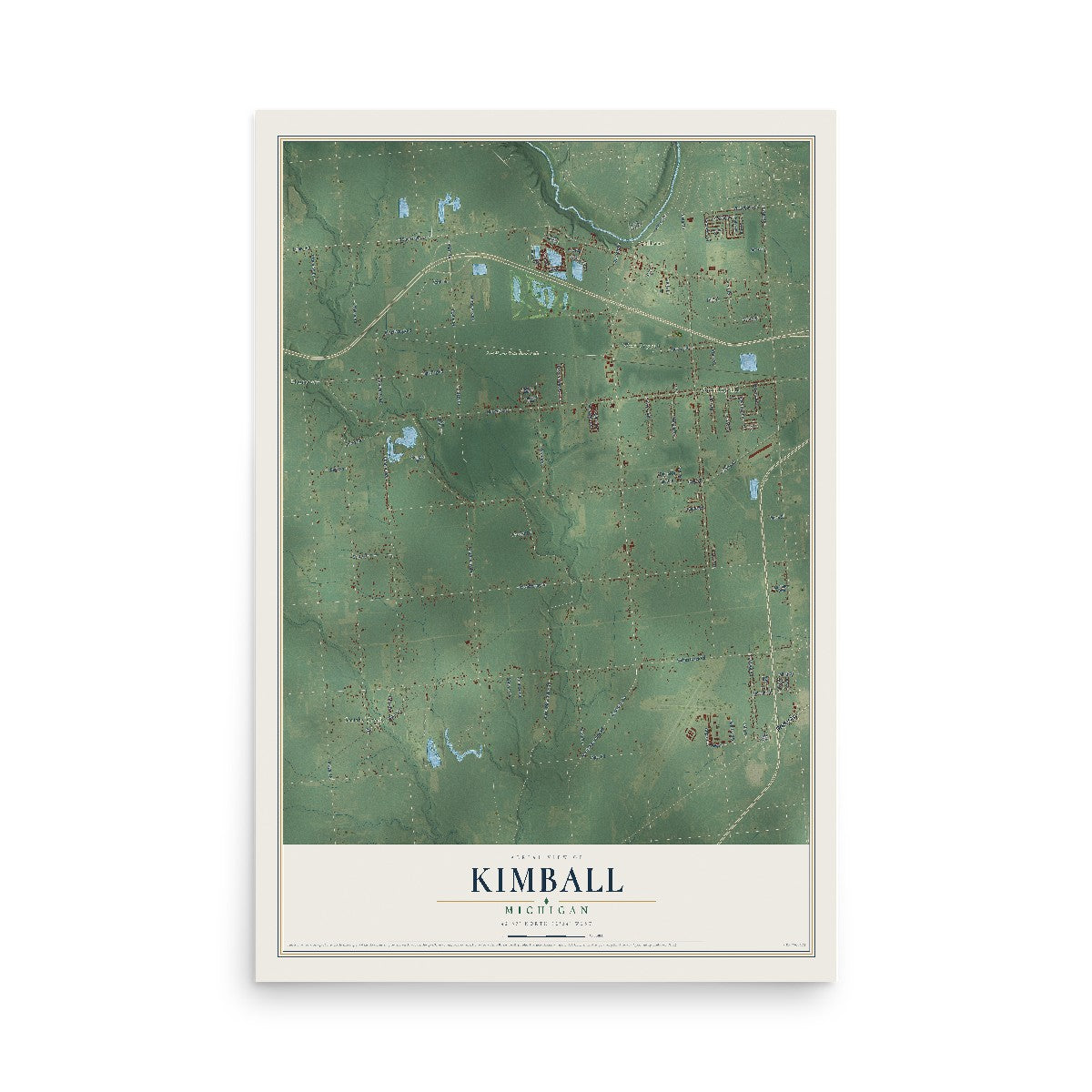 Map of Kimball, Michigan, 12 x 18 inch unframed archival matte print