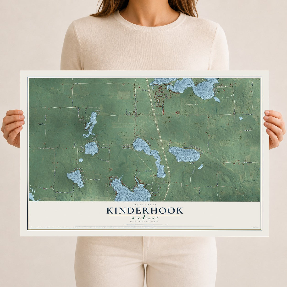 Map of Kinderhook, Michigan, 12 x 18 inch unframed archival matte print