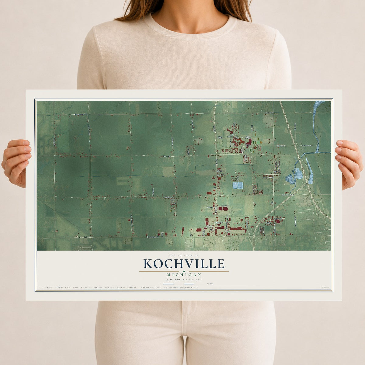 Map of Kochville, Michigan, 12 x 18 inch unframed archival matte print