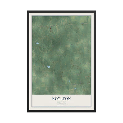 Map of Koylton, Michigan, 12 x 18 inch print in a black wood frame