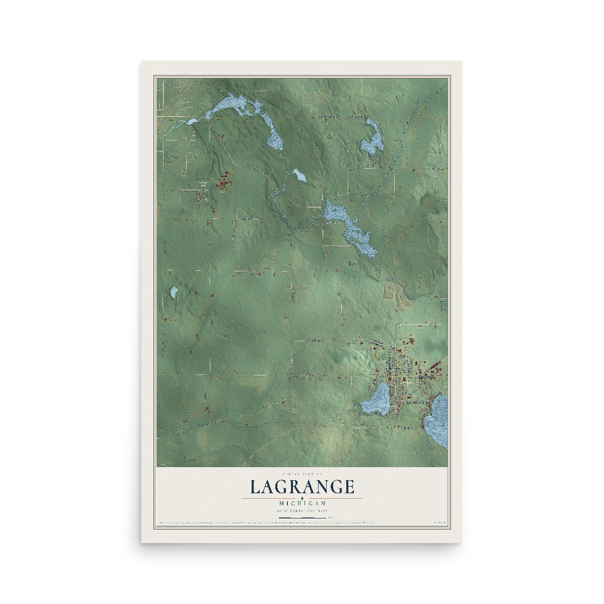 Map of LaGrange, Michigan, 12 x 18 inch unframed archival matte print