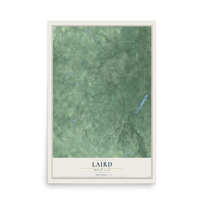 Map of Laird, Michigan, 12 x 18 inch unframed archival matte print