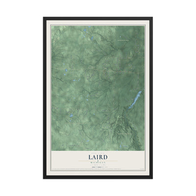 Map of Laird, Michigan, 12 x 18 inch print in a black wood frame