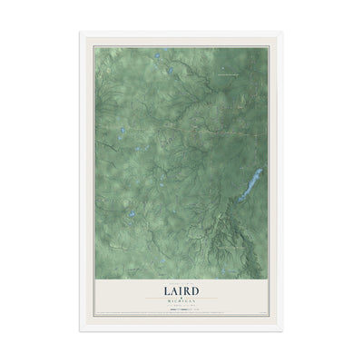 Map of Laird, Michigan, 12 x 18 inch print in a white wood frame