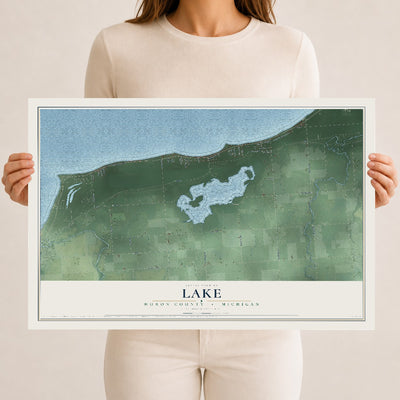 Map of Lake, Huron County, Michigan, 12 x 18 inch unframed archival matte print