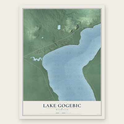 Lake Gogebic, Michigan map print, the full design