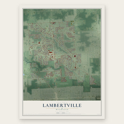 Lambertville, Michigan map print, the full design