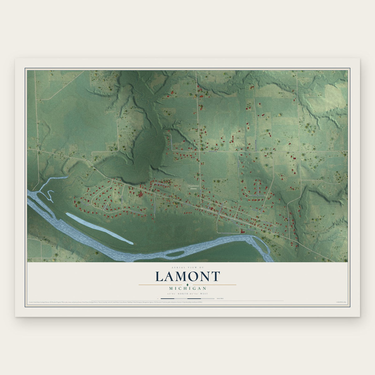 Lamont, Michigan map print, the full design