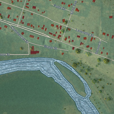 Close-up of the map of Lamont, Michigan print showing street and building detail