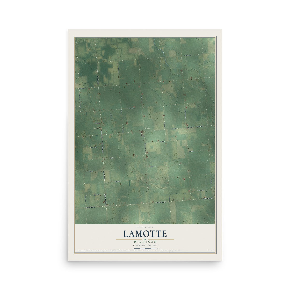 Map of Lamotte, Michigan, 12 x 18 inch unframed archival matte print