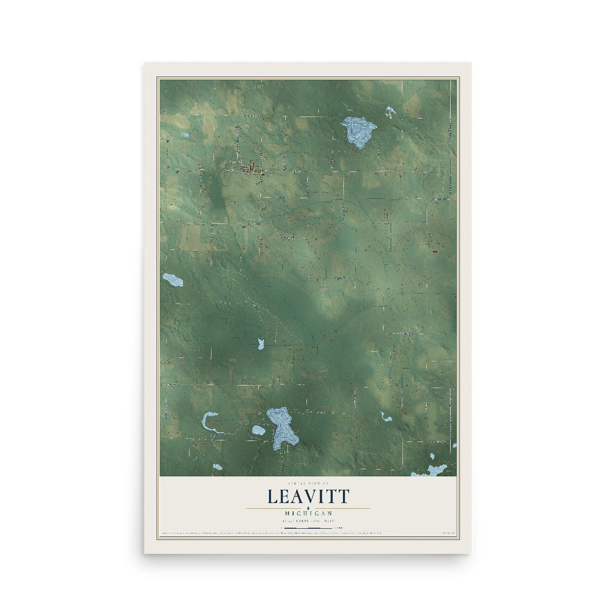 Map of Leavitt, Michigan, 12 x 18 inch unframed archival matte print