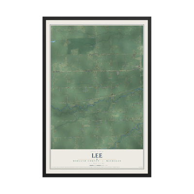 Map of Lee, Midland County, Michigan, 12 x 18 inch print in a black wood frame
