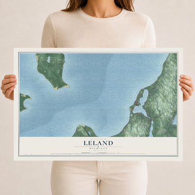 Map of Leland, Michigan, 12 x 18 inch unframed archival matte print