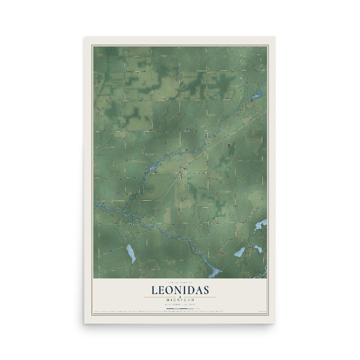 Map of Leonidas, Michigan, 12 x 18 inch unframed archival matte print