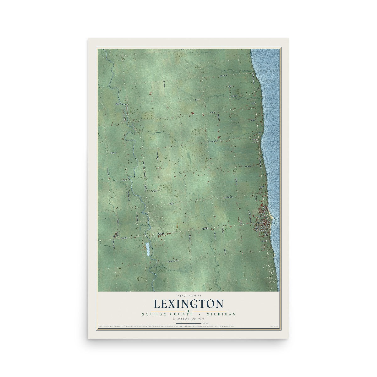 Map of Lexington, Sanilac County, Michigan, 12 x 18 inch unframed archival matte print