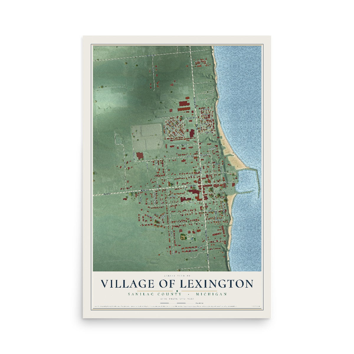 Map of Lexington, Michigan, 12 x 18 inch unframed archival matte print