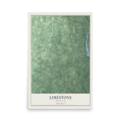 Map of Limestone, Michigan, 12 x 18 inch unframed archival matte print