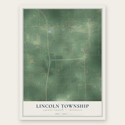Lincoln Township, Arenac County, Michigan map print, the full design