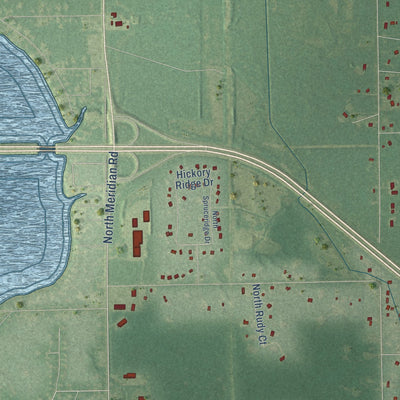Close-up of the map of Lincoln Township, Midland County, Michigan print showing street and building detail