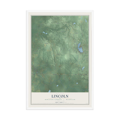 Map of Lincoln, Newaygo County, Michigan, 12 x 18 inch print in a white wood frame