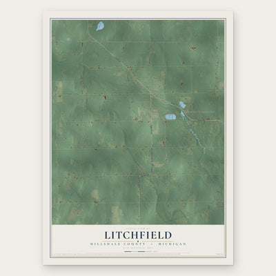 Litchfield, Hillsdale County, Michigan map print, the full design