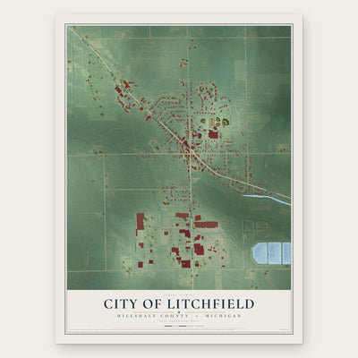 Litchfield, Michigan map print, the full design